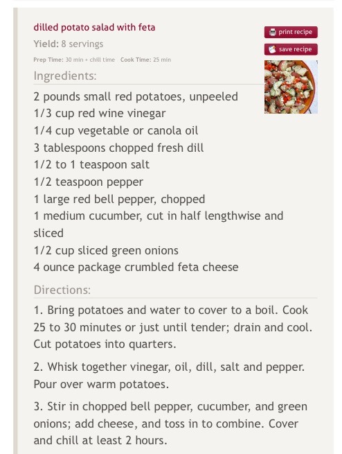 Dilled Potato Salad With Feta 