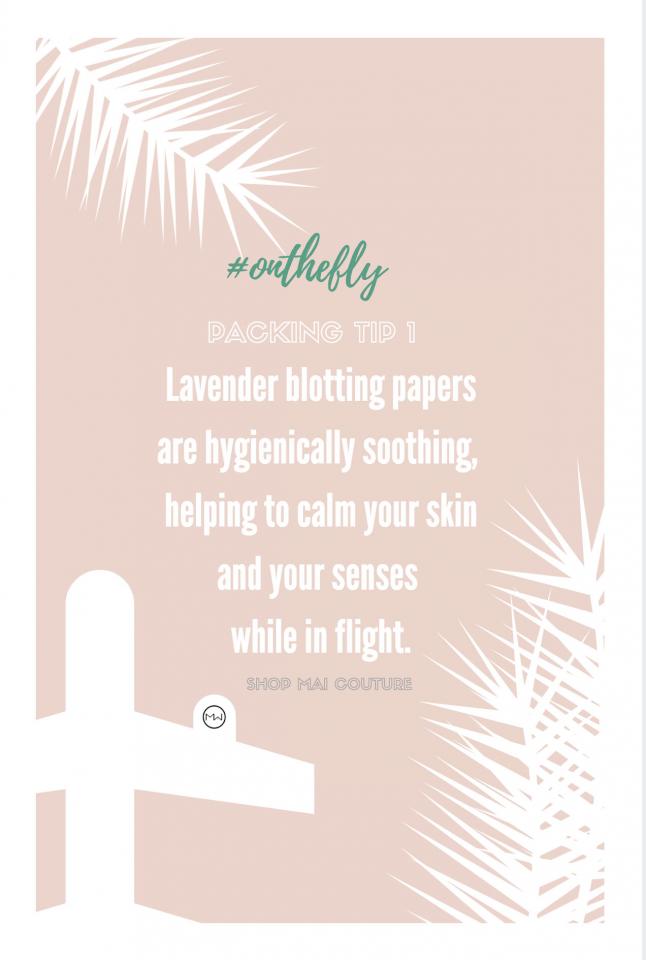 #onthefly with soothing and calming lavender blotting papers.