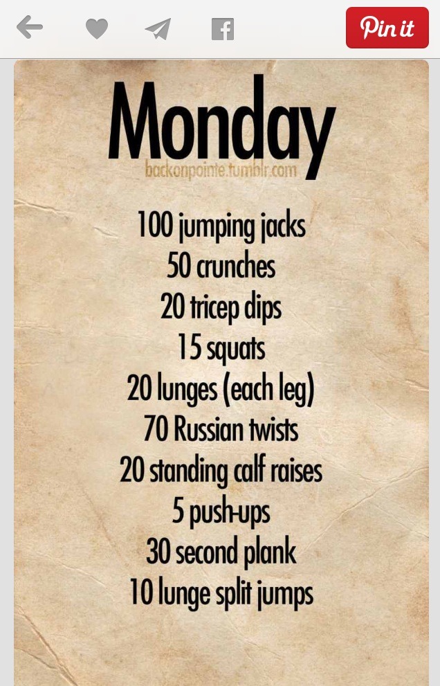 A Workout For Each Day Of The Week...