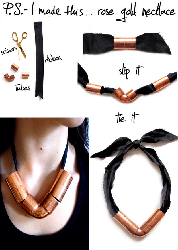 The Metallic Hardware Necklace

Full instructions here:
http://psimadethis.com/post/2528753513/everythings-coming-up-roses-the-metallic