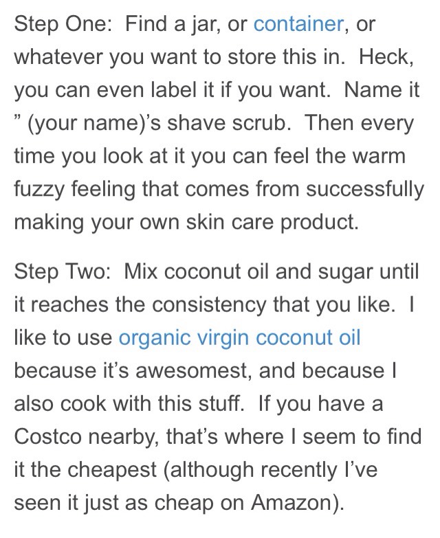 COCONUT OIL & SUGAR SHAVE SCRUB ~ DIY 💁