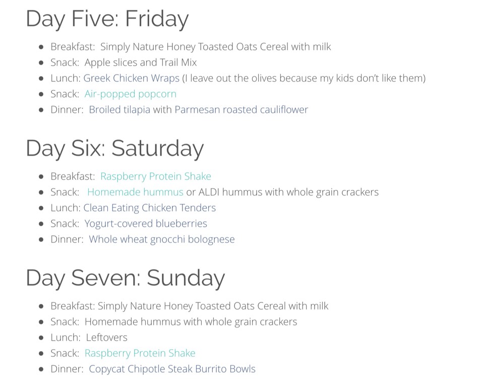 7-day Clean Eating Meal Plan for Kids