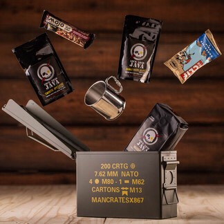 Morning Reinforcements  –  This isn't slow-sip, book club coffee or gather round and gab coffee. The Coffee Ammo Can has one singular objective: infiltrate swiftly and annihilate grogginess.
