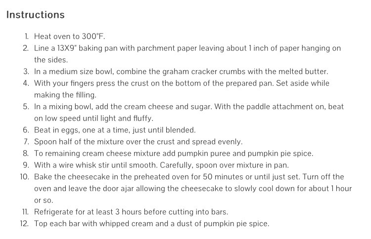 Pumpkin Cheesecake Bars!!!