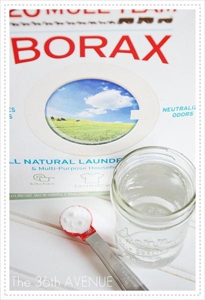 1. Mix 1 tsp. Borax and 1 Cup water together.

(You can find the Borax at your local stores in the Laundry section.)