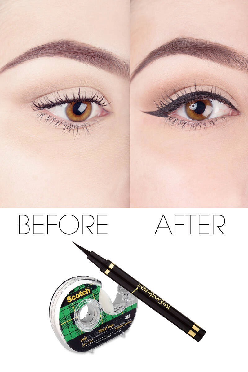 Here's another quick tip: are you bad at applying winged eyeliner, or generally just have an unsteady hand? If so, look no further! If you're anything like me, I struggle with creating even flicks on both eyes, so this is definitely a total life-saver! All you need is scotch tape!