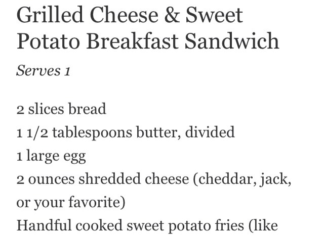 Grilled cheese and sweet potato breakfast sandwich 