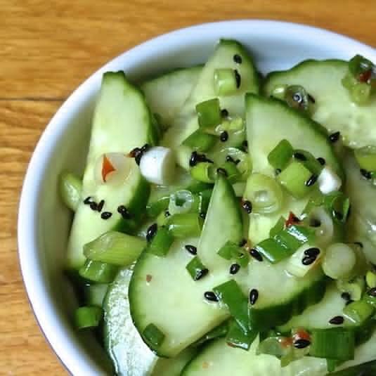 Quick Pickled Cucumbers
Soy, sesame, and scallions make these cukes off-the-hook delicious and just the thing to accompany your favorite Japanese staples like ramen or sushi.

Get the recipe from The Lemon Bowl.