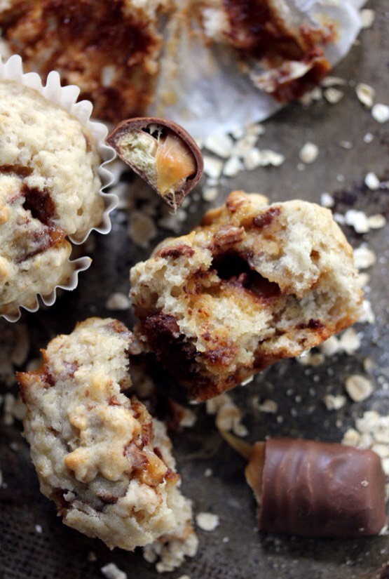 Twix banana oatmeal muffins