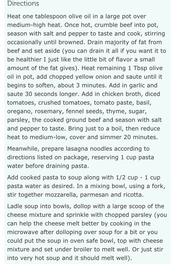 Delicious Lasagna Soup! 😋