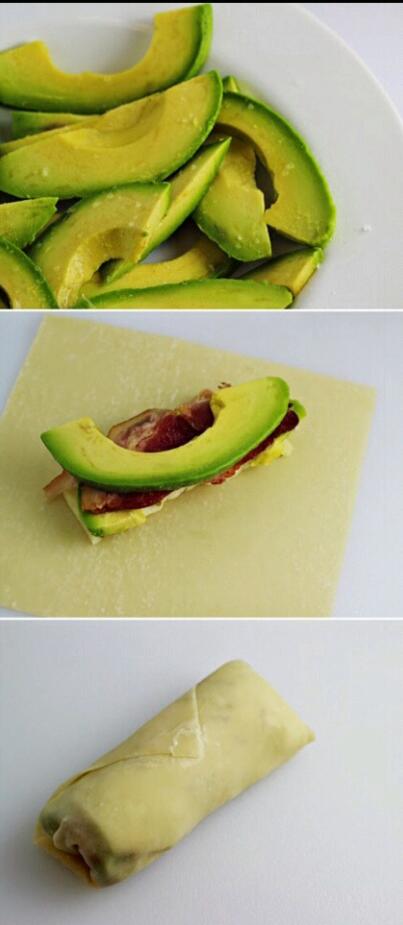 Avocado bacon eggs rolls recipe