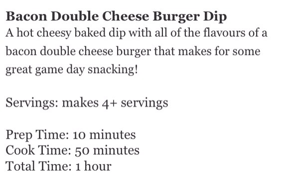 Bacon Double Cheese Burger Dip!!!