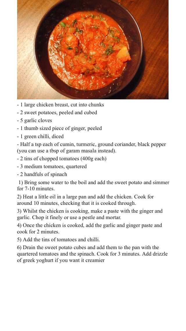 Chicken, Sweet Potato & Spinach Curry