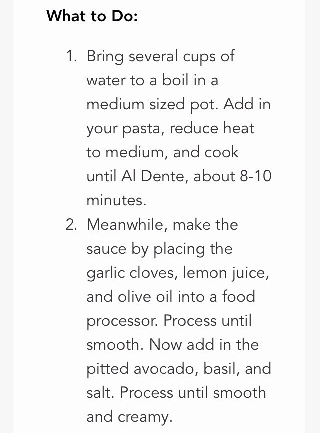RECIPE: CREAMY AVOCADO PASTA