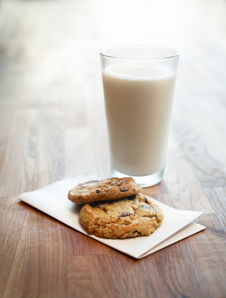 Milk and Cookies:

• 3 Small Plain Cookies
• 1/2 Cup of Skimmed Milk