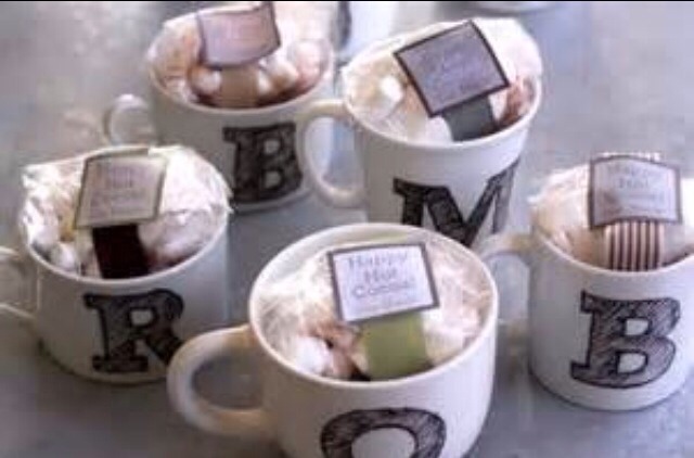 Buy or make custom mugs you can use sharpie on mugs and then bake in oven for a custom letter mug and depending on what hot drinks they like fill it with packets (tea hot cocoa)