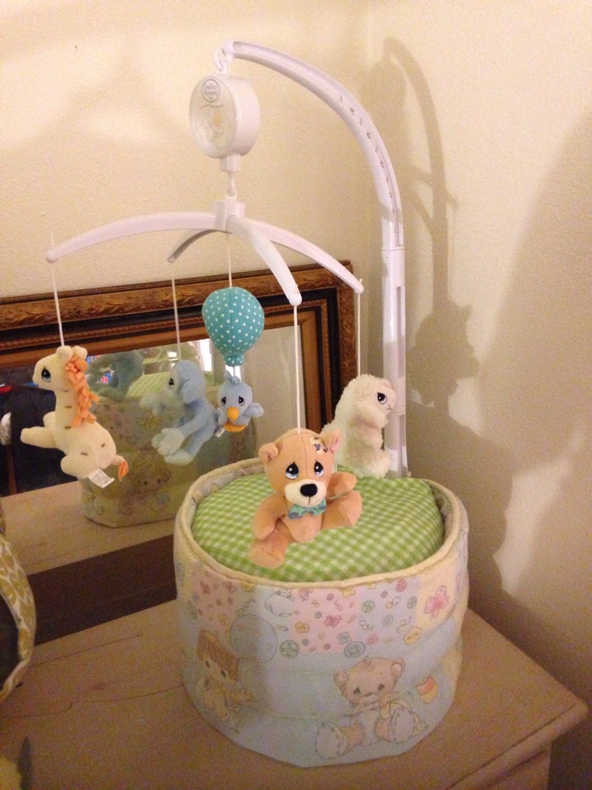 Precious moments 
Working mobile to match the crib bumper!