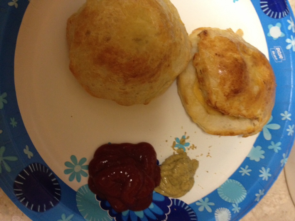 Serve with a side of ketchup and mustard. 