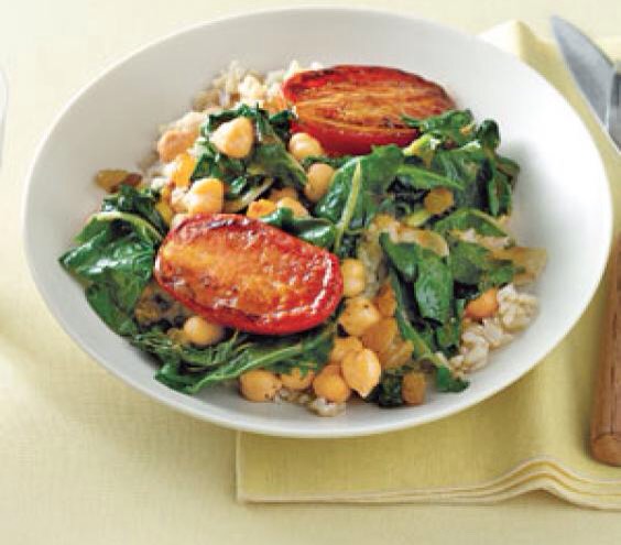 Chickpeas With Chard and Pan-Roasted Tomatoes: 

Serves 4