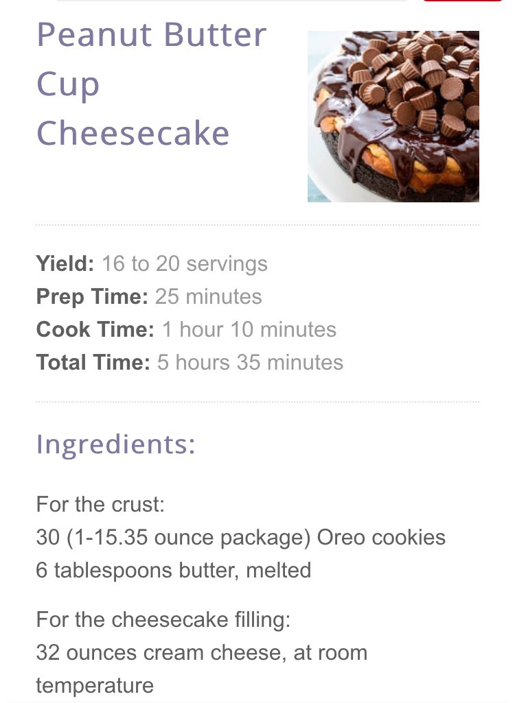 Peanut Butter Cup Cheese Cake