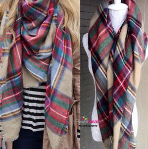 These kind of scarves have been in lately. You can wear them as a scarf or a shawl. It's like bringing a blanket to school! Been there. Done that. And got in trouble. What? I get cold, too. Lol!! :p