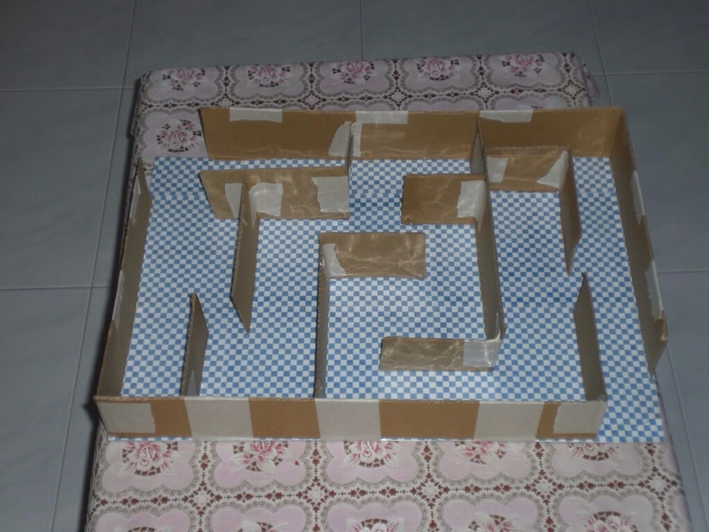 Her maze i made of cardboard and tape!!