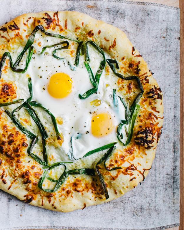 1. White Pizza with Pecorino, Scallions, and Eggs 