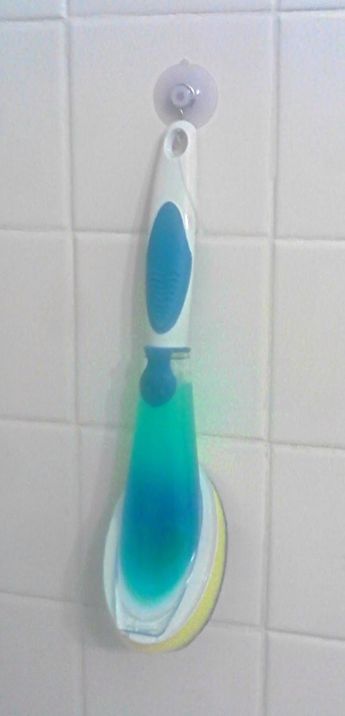 29. Shower cleaning wand

Pick up a dish wand, vinegar, dish soap, and a suction thing for the shower. You'll fill the wand with half vinegar and half soap. It makes it easy to clean the shower and you can hang it up in there. Spend 30 seconds in the shower touching it up and making cleaning easier.