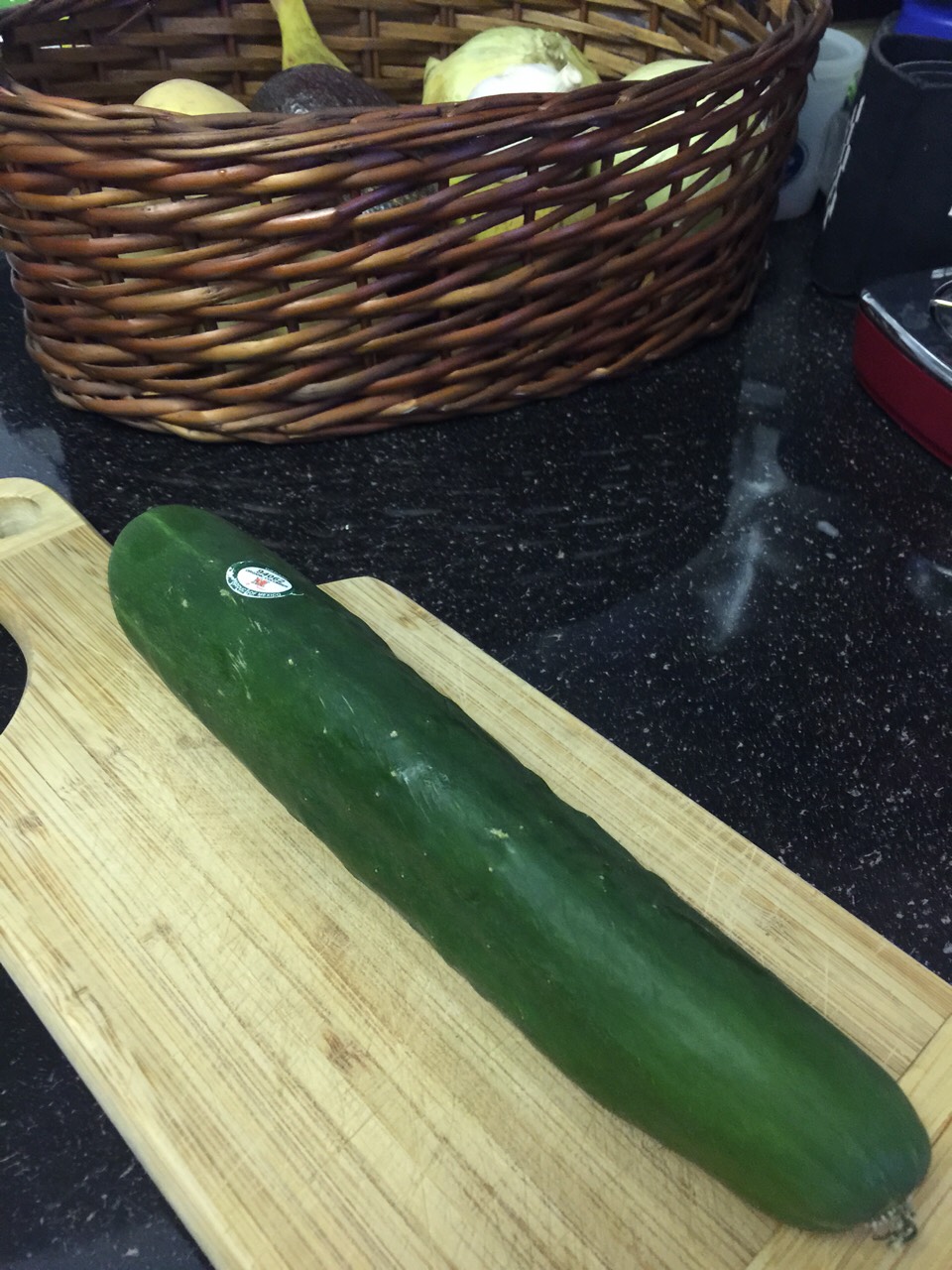 Next you need 2 larger size cucumbers
(Or in my case I have 1 organic cucumber size EXTRA long)