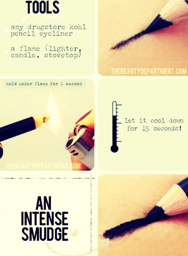 Heat up an eyeliner then leave it to cool for a few seconds for an intense gel liner effect!