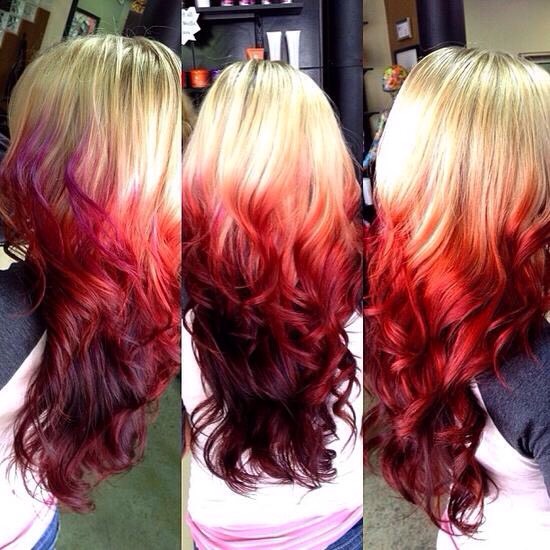 Blonde To Red Ombré 