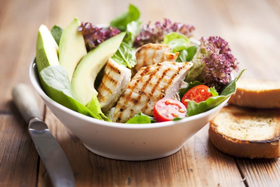 1. Grilled Chicken and Corn Salad with Avocado and Parmesan