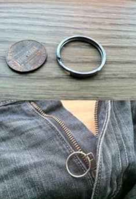 #10 use a key ring and attach to your zipper to keep it up and hide it
