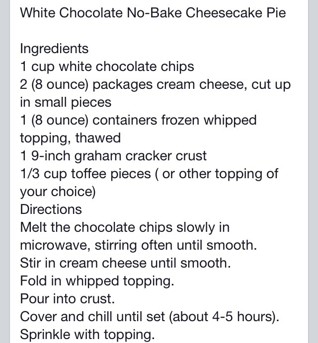 White Chocolate No Bake Cheesecake 