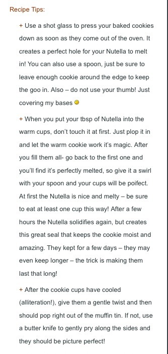 Mini Nutella Cookie Cups