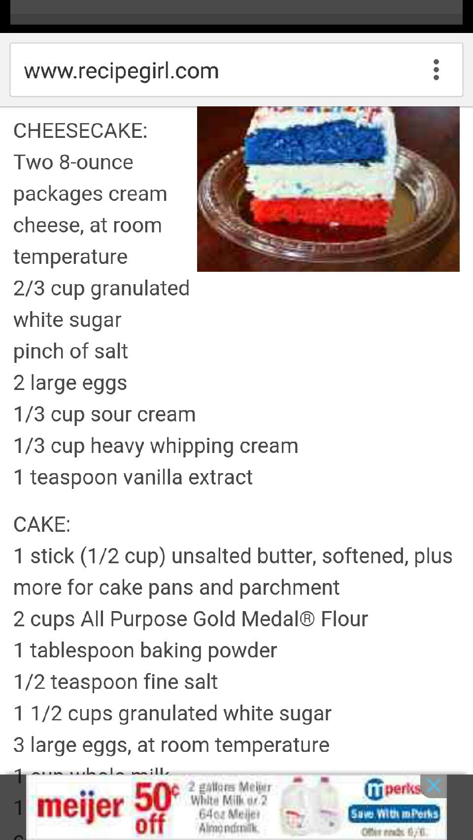 Red White and Blue Cheesecake Cake