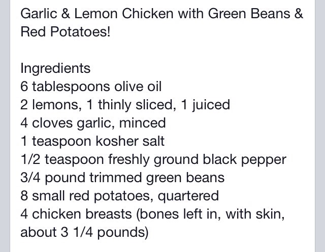Garlic And Lemon Chicken With Green Beans And Red Potatoes