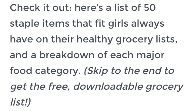 Fit Girl's Grocery List!