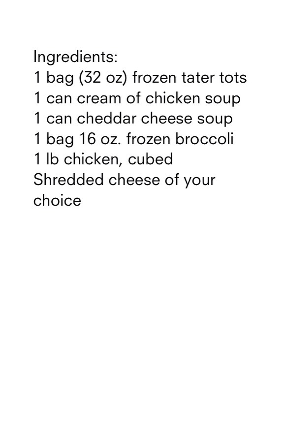 Amazing Cheesy Chicken and Broccoli Tater Tot Bake!!π