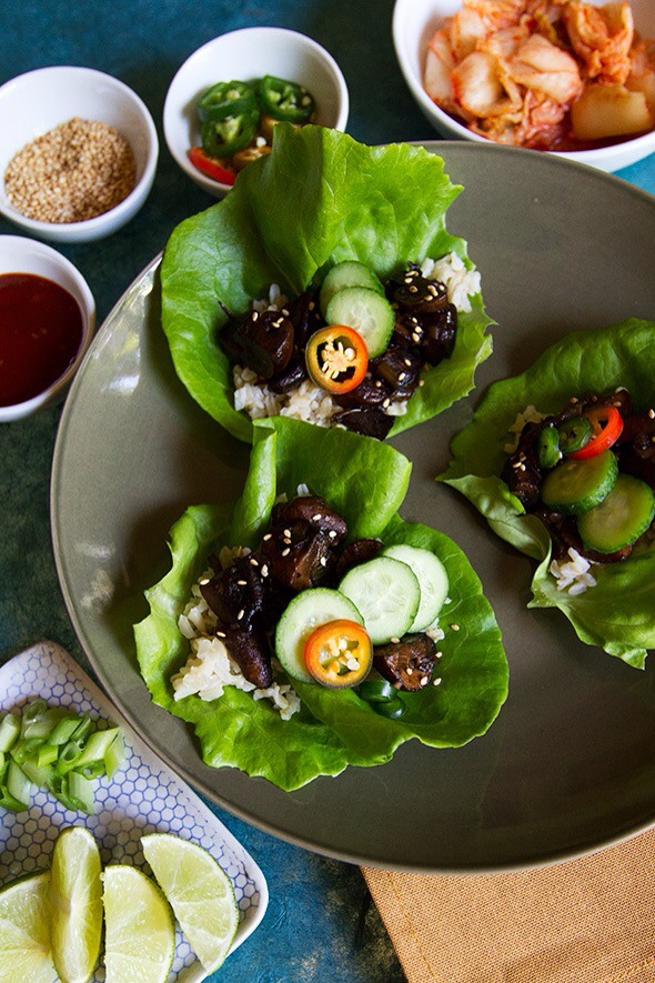 Korean BBQ Lettuce Wraps

This vegetarian twist on korean BBQ will have your taste buds doing happy somersaults!
