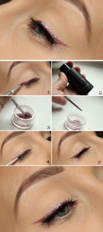 Glitter Cat-Eye - 10 Stylishly Festive Christmas Makeup Ideas.!!!