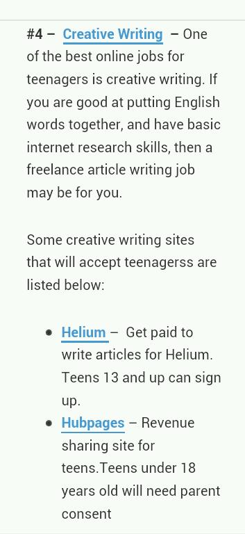 Job Ideas For Teans To Work From Home