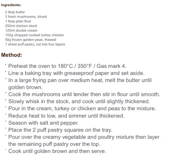 Creamy chicken pie