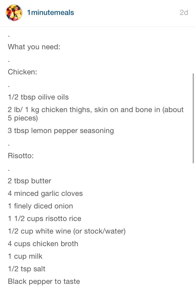 One Pot Creamy Parmesan Garlic Risotto With Lemon Pepper Chicken!! 😍💘