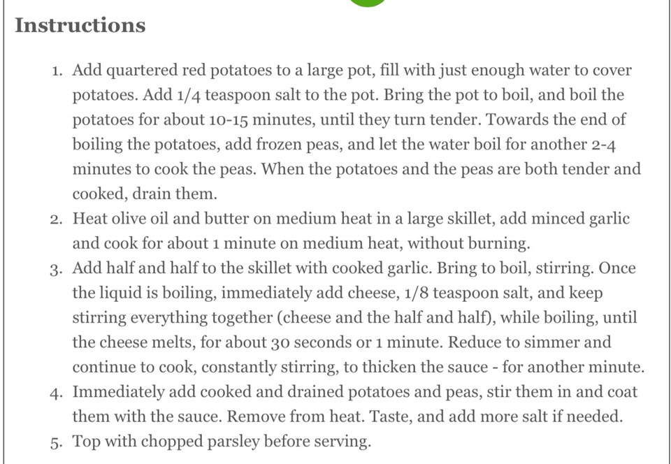 Creamy Parmesan Potatoes And Peas