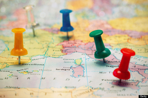 Put a needle of some sort on the map of everyplace you been to, like green ones for places you've been to and blue ones for where you want to go.
