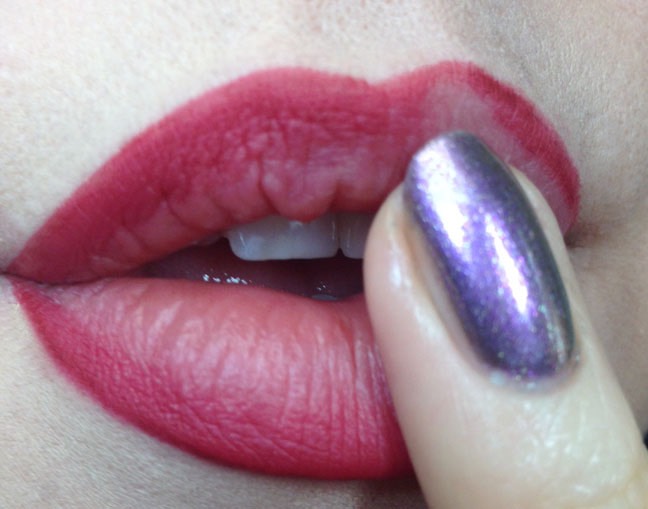 Blend it slightly for a less distinct lip line.
