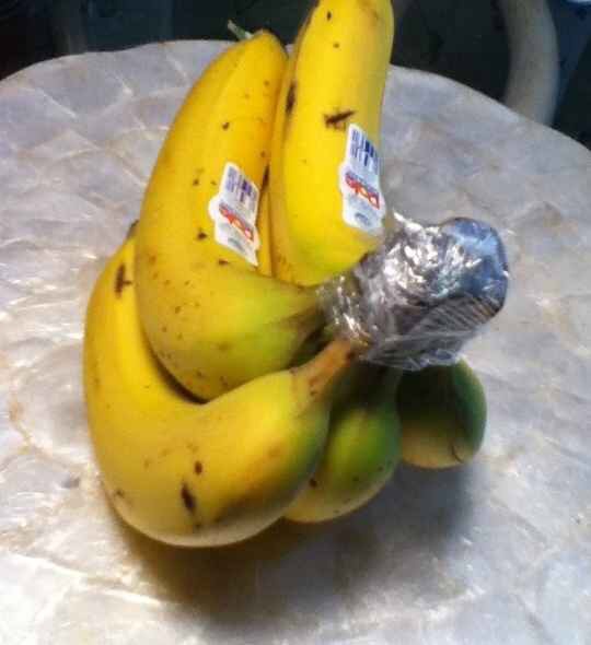 Wrap the top of your bananas with cling film (Saran Wrap) and they will last for 4-5 days longer 