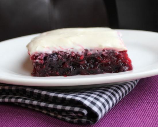 Blueberry Cream Cheese Jello Salad ~ A delicious blend of blueberries and cream cheese make this the perfect accompaniment to a turkey dinner.
