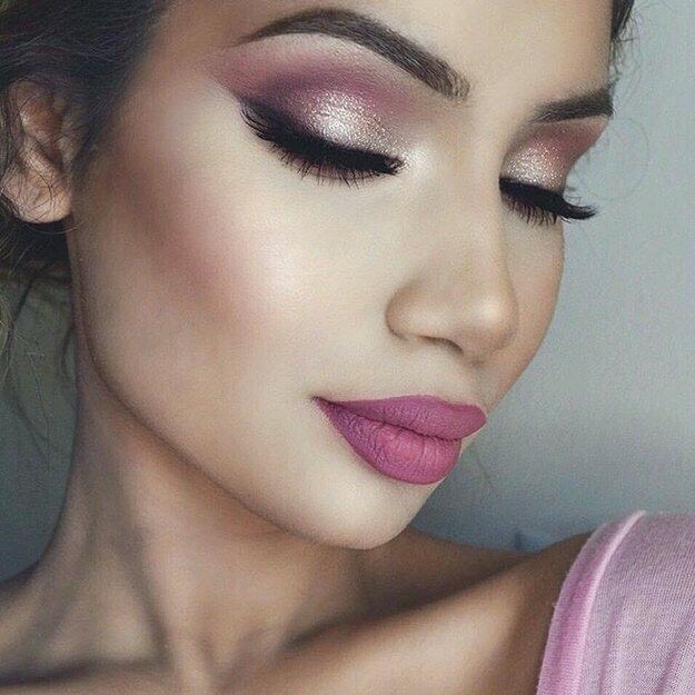 Beautiful Pink With Brown Smokey Eye Shadow Looks